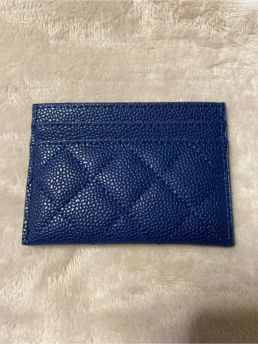 ChaneI Cardholder Navy Blue with Silver Tone Hardware NEW !!